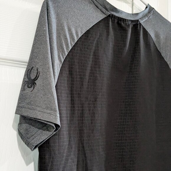 Spyder Active Men's Color Block Sport Top Small, Black Gray with Red Accents - Picture 8 of 11